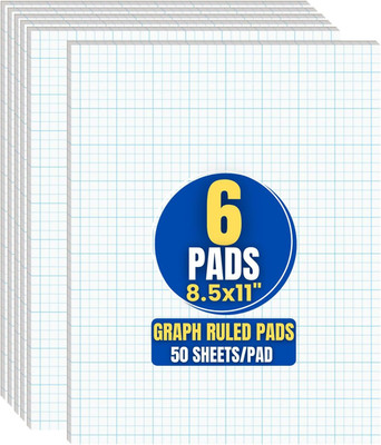 Graph Pads, 8.5'' X 11'', Quadrille Pad 8.5 X 11, 50 Sheets/Pad (6 Pack)