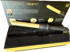 Bio Ionic Gold Pro Styling Wand 1”. Curling Iron With Digital Control Up To 450F