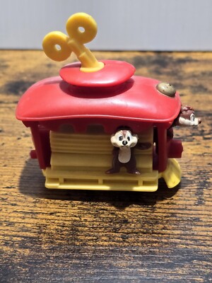 DISNEY Chip and Dale Wind-Up Train Trolley Car 1993 Burger King Mini Toy WORKS
