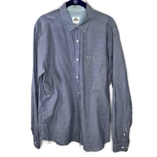 Men's Lacoste Slim Tailored Fit 42 / Large Button-up Gray White Stripe Shirt