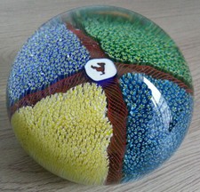 MAGNIFIQUE ancienne GROSSE BOULE SULFURE COQ PRESSE PAPIER signé 3 FIORI MURANO