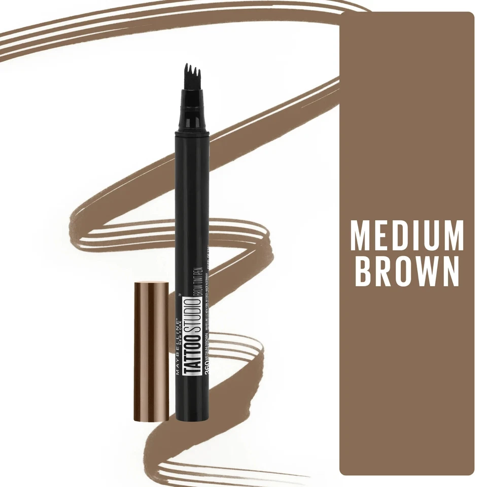 Pluma de tinte para cejas Maybelline TattooStudio, marrón medio 360, 0,037 fl oz Foto 2 de 2