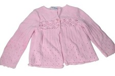 Vintage Okie Dokie Infant Girls Ribbed Cardigan Sweater Size 18mos Pink Crotchet