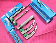 Fiberoptic Laryngoscope Mac + Miller EMT Anesthesia Combo SET 4 BLADES  HANDLE