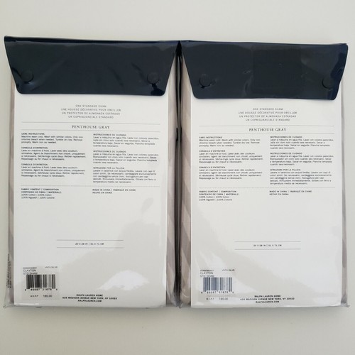 Ralph Lauren Standard Penthouse Gray Clayton Vintage Silver Pillowcases Set $370 - Picture 3 of 3