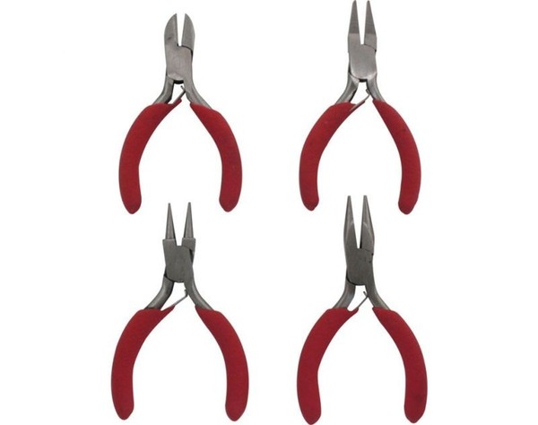 4 Mini - Zangen Seitenschneider Flachzange Spitzzange Rundzange Modellbau Set-image