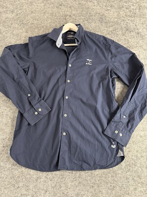 Giorgio Di Mare Shirt Mens Large Blue Yachting Button Up Embroidered Navy A4