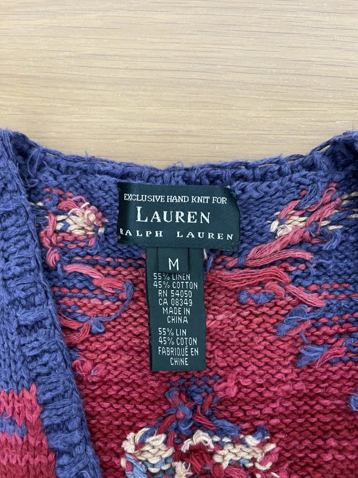 Ralph Lauren Medio Tejido Suéter Chaleco RRL Rodeo Suroeste Lino Polo Nativo Foto 2 de 4