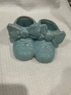 Vintage McCoy 1948 Baby Shoes With Bows Pottery Planter Baby Gift Blue