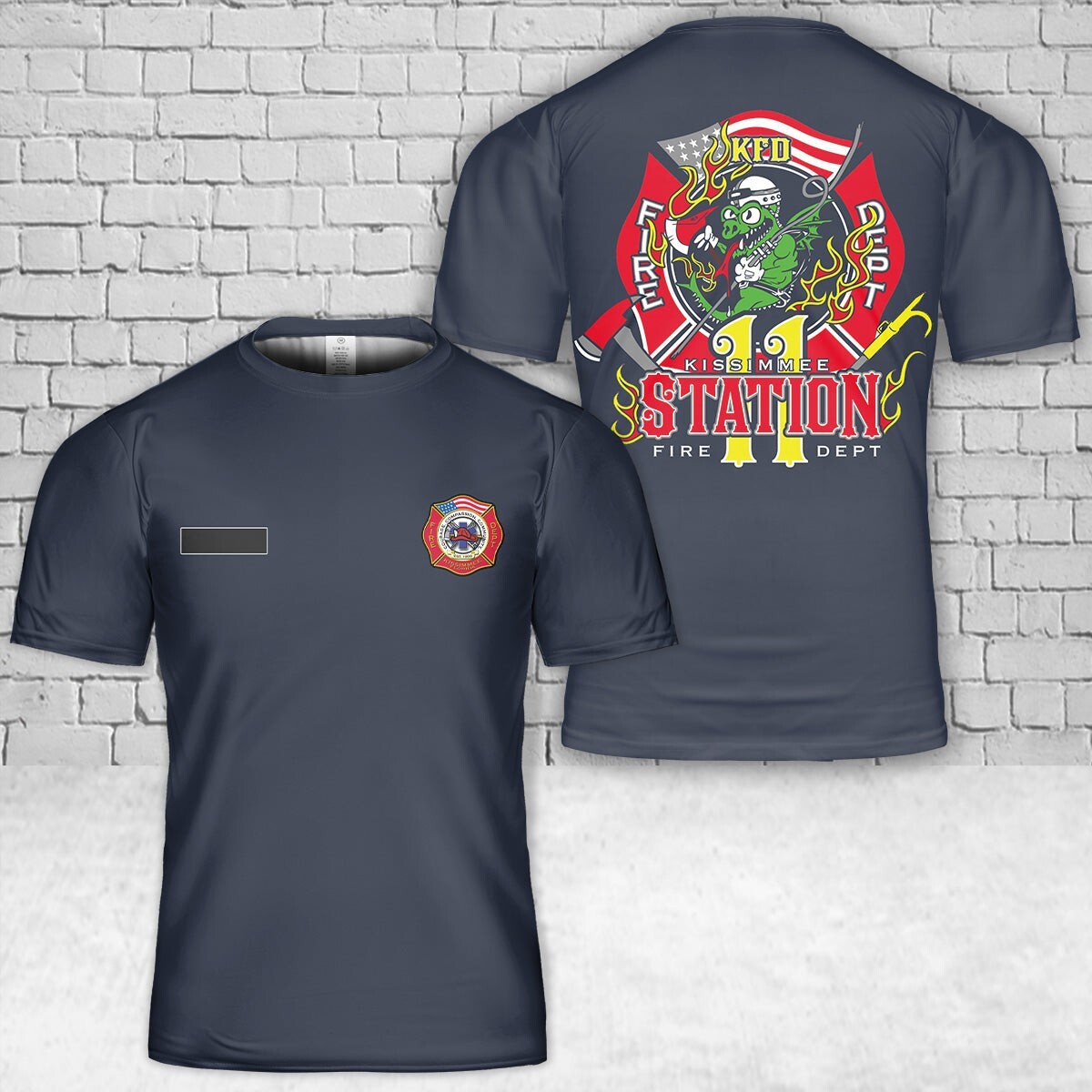 Custom Name Kissimmee, Florida, Kissimmee Fire Station 11 T-Shirt 3D