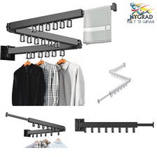 Wall Mounted Clothes Drying Rack Foldable Dryer Line Airer Indoor Outdoor Metal