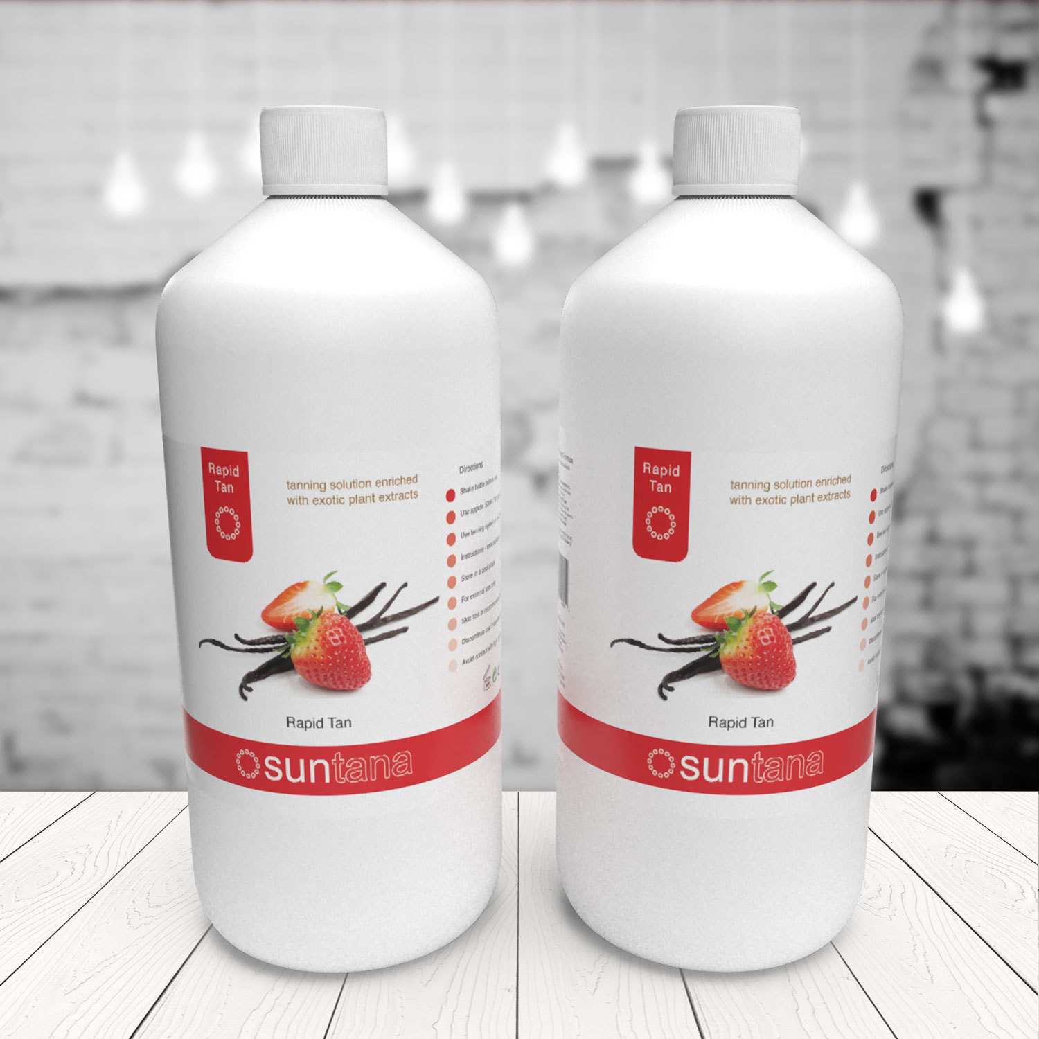 2 X 1000ml suntana Fragola E Vaniglia Profumato Rapido Veloce Tan - Litri