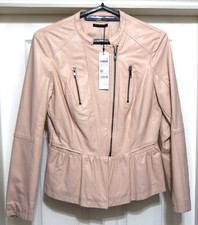 Nwt Sisley Size 10 Faux Leather Womens Jacket