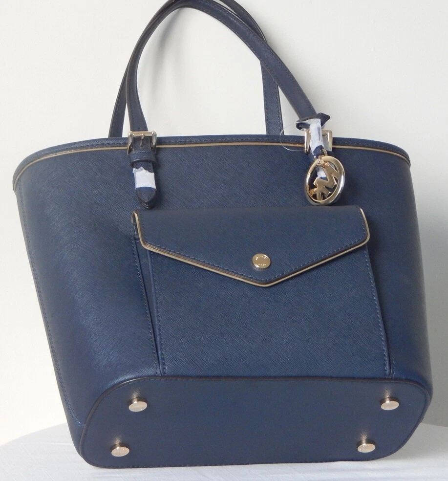 Genuine MICHAEL KORS Navy blue Saffiano Leather Tote Bag Handbag- Great