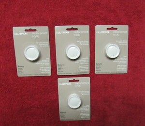 (4) White LUTRON Knobs for Volume Control, dimmer, fan speed,  etc  