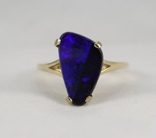 Custom Made Ladies Boulder Opal Ring in 14 kt Yellow Gold/ 4 Carat Opal