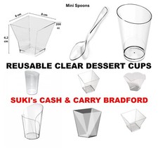 REUSABLE PLASTIC CLEAR DESSERT SHOT GLASSES CUPS - USE & RE-USE OR RECYCLE