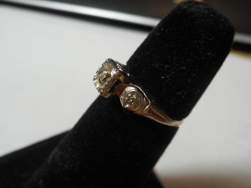 Anello di fidanzamento oro bianco 14 kt diamante antico 100 anni misura 4 misura 3/4 - Foto 6 di 12