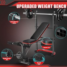 Adjustable Weight Bench Set with Squat Rack, Leg Developer  Preacher Curl Pad  