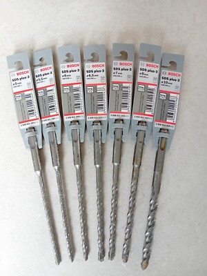 Neu Bosch SDS Plus 3 Bohrer Bit Set 7 Stck., 5 mm, 5,5 mm, 6 mm, 6,5 mm, 7 mm, 8 mm, 10 mm