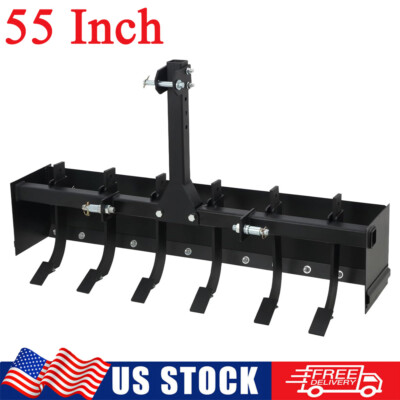 55'' Tow Behind Box Scraper 3-Point Heavy Duty Steel Box Blade for Cat 1 Tractor