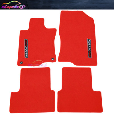 Fits 09-14 Acura TSX Red Floor Mats Carpet Nylon Non-slip 4PCS Set W/ Mugen