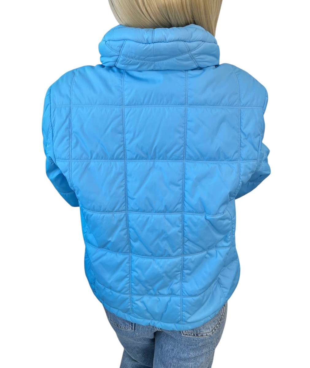 CHANEL Sport Vintage 02S CC Logo Puffer Jacket #40 Zip Blue