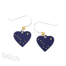 Sienna Sky Earrings Alaska State Flag Heart Lightweight Unique Handmade in USA
