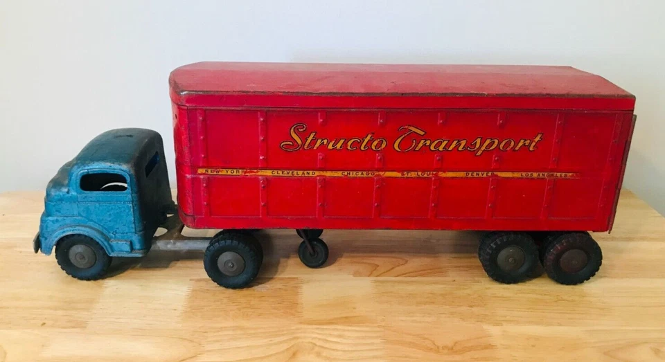 Vintage Strutco #700 Semi Truck & Trailer Diecast Pressed Steel Toys Adult 50s - Image 2 of 4