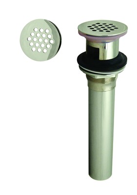 D411-2-05 Grid Strainer Lavatory Drain with Overflow Holes-Exposed, Polished ...