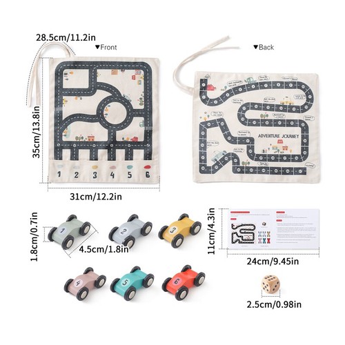 Wooden Baby Montessori Toys Baby Car Traffic Road Map Canvas Desktop Mat Game-j - Picture 3 of 8