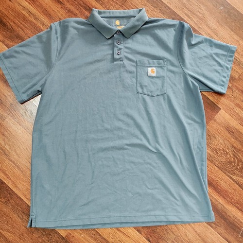 Carhartt T Shirt Men's Size 2XL Tall Shirt Sleeve Green Front Pocket Henley
