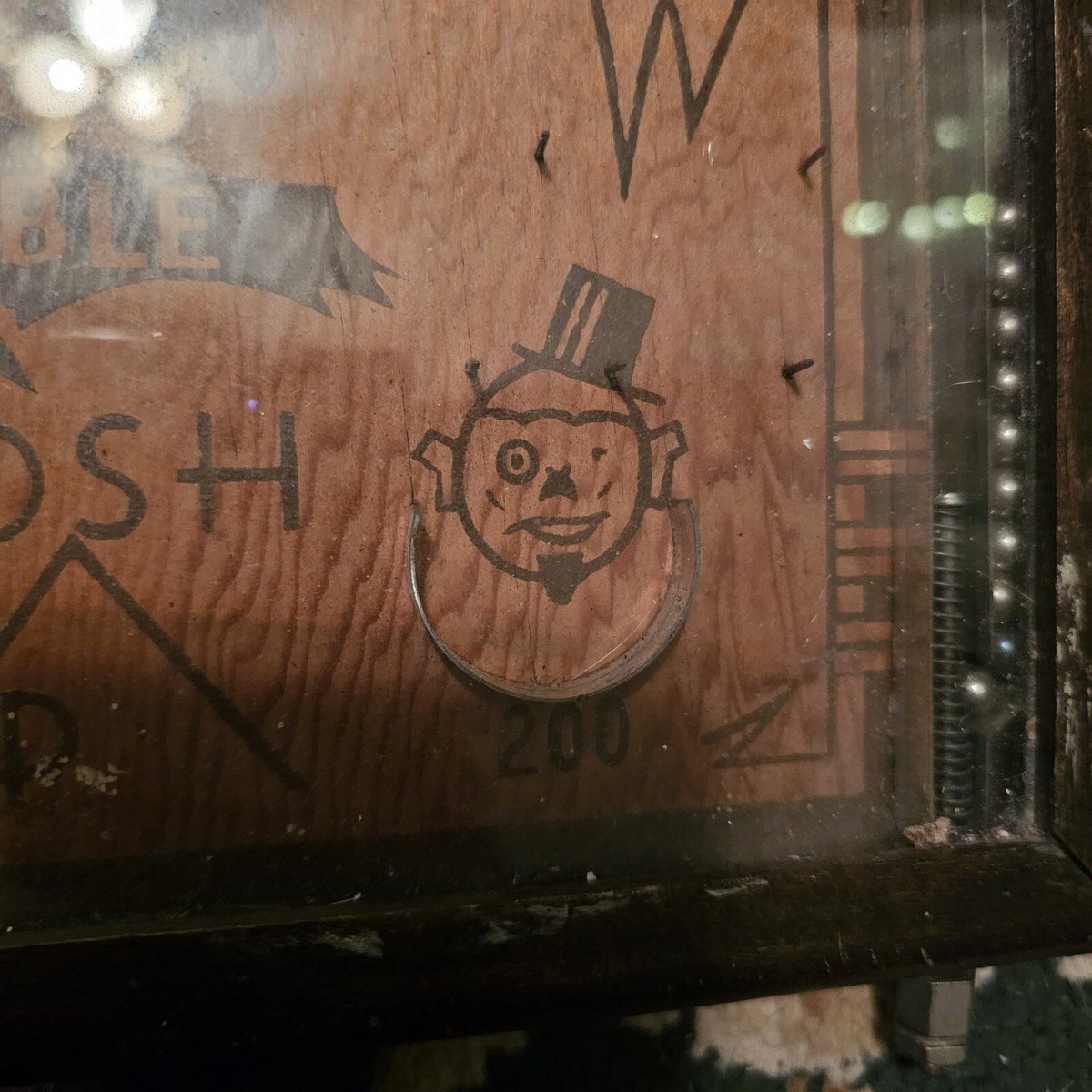 Ancien jeu de flipper de table clowns double poosh-m-up fonctionne