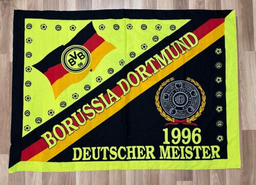 retro Borussia Dortmund 1996 flag fahne bandiera No Scarf Schal BVB 09 Ultras - Picture 1 of 1