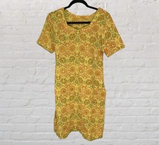 Vintage Handmade Embelllished Kameez Tunic Yellow Orange Green Small Size