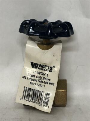 Watts 1/2'' WGV-1 Brass Gate Valve IPS Threaded Ends 200 WOG EDP# 770011