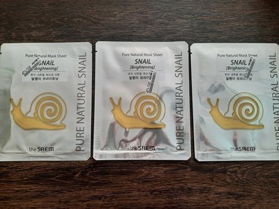 3 x The Saem Tuchmaske Pure Natural Mask Sheet Snail Brightening Korea K- Beauty