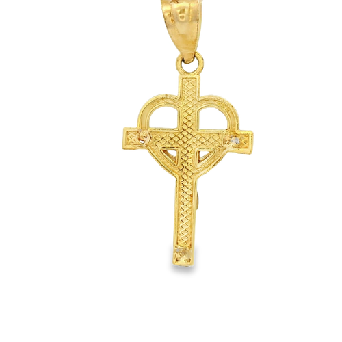 14K Massiv Gold Bicolor Herz Kruzifix Kreuz Charm Anhänger 22x13mm 1,1g - Bild 2 von 4