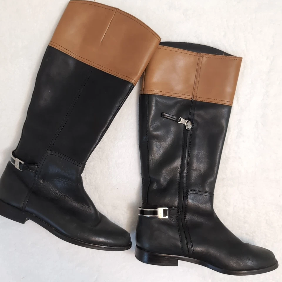 BOTAS DE MONTAR LAUREN by RALPH LAUREN BERNA NEGRAS Y MARRONES ~ MUJER TALLA 5.5US ~ USADAS EN EXCELENTE CONDICIÓN Foto 2 de 4
