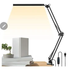 LED Adjustable Swing Arm Eye-Caring Reading Desk Lamp (Black)