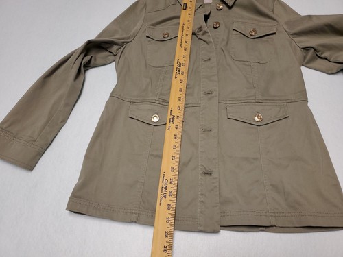 Chico's Damen längliche Satin Jacke grün Taschen Kragen Gr. 1 oder 8/10 - Bild 14 von 19