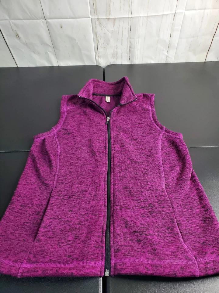 Exertek womens Med Vest Purple Full Zip Polyester Mock Neck 2 Pockets - Image 2 of 4