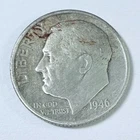 1946 P Roosevelt Dime 90% Silver Circulated Coin Free Shipping #8747