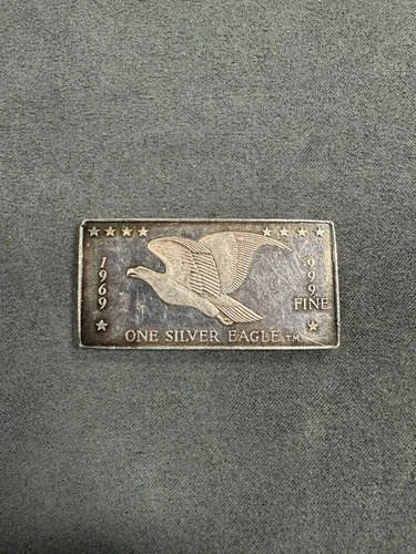 1969 W H Foster Hercaimy Silver Eagle 1 Oz Silver Bar .999 Fine