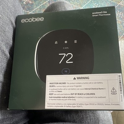 ecobee ecobee3 lite Smart Thermostat Black Battery Powered Square 3V