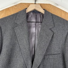 VTG Brooks Brothers Blazer Mens 43R Gray Herringbone 2 Button Wool Sport Coat