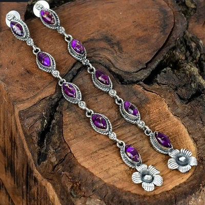 Mohave Purple Copper Turquoise Gemstone Sterling Silver Handmade Stud 4.50" - Image 1 of 4