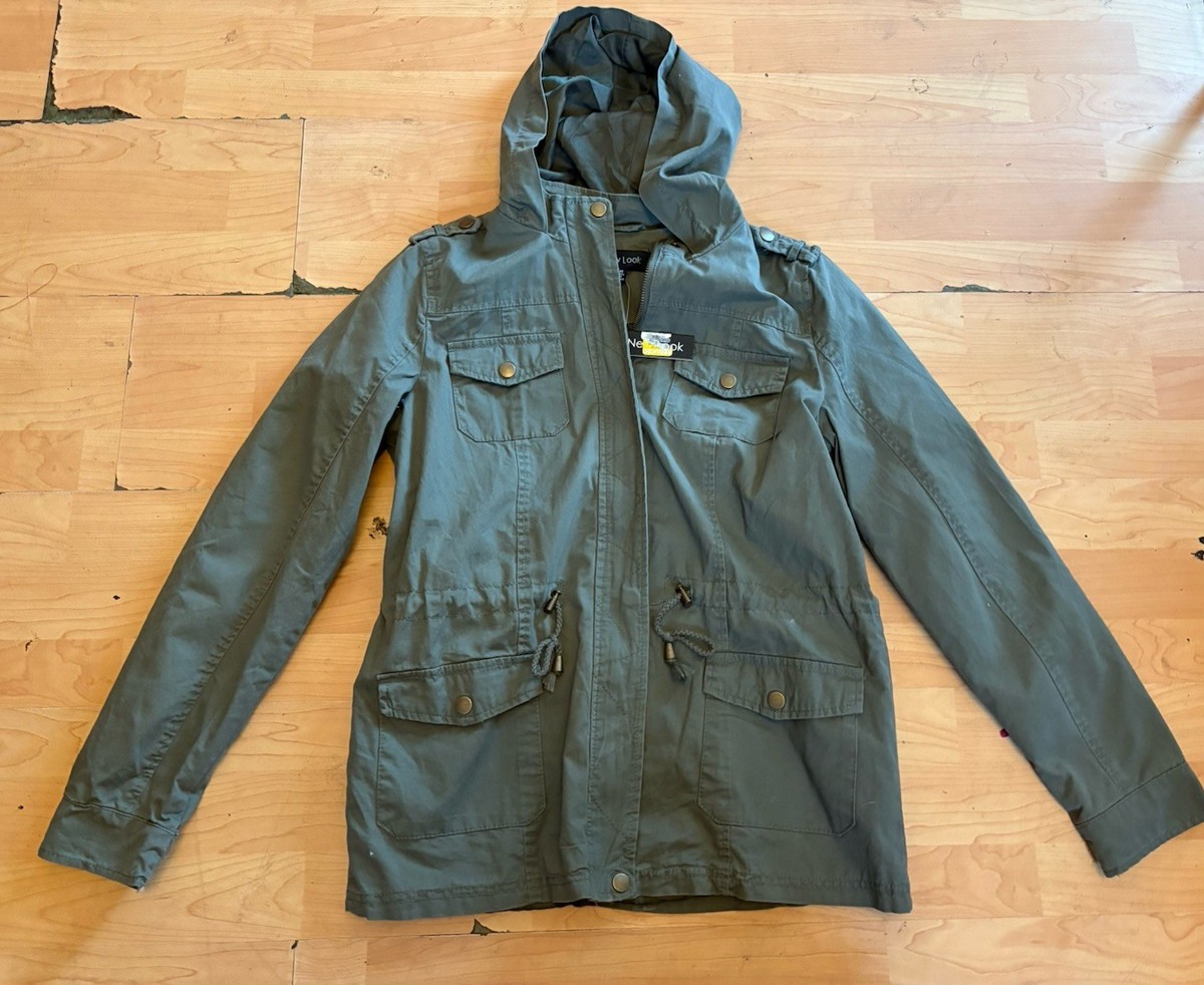 NEW NEW LOOK military Green Utility Jacket With Hoodie Size S