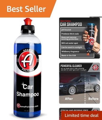 Adam's Car Shampoo 16oz - Biodegradable, pH-Neutral & High-Foam for Detailers