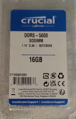 カ*バ様 crucial 16GB DDR6-5600 SODIMM Crucial 16GB DDR5-5600 SO-DIMM 262-Pin RAM 1x16GB CT16G56C46S5